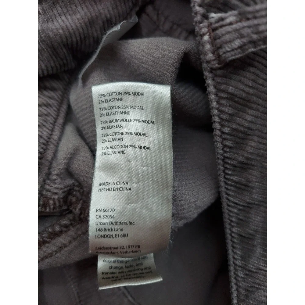 Pilcro Corduroy Jeans Womens 27 Gray Straight Leg Pants Low Rise‎ Soft Stretch